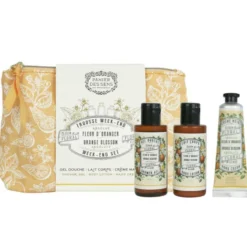 Trousse de voyage Fleur d'oranger douche lait corps crème mains Panier des Sens