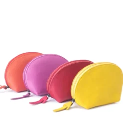 Trousse maquillage cuir léa orange