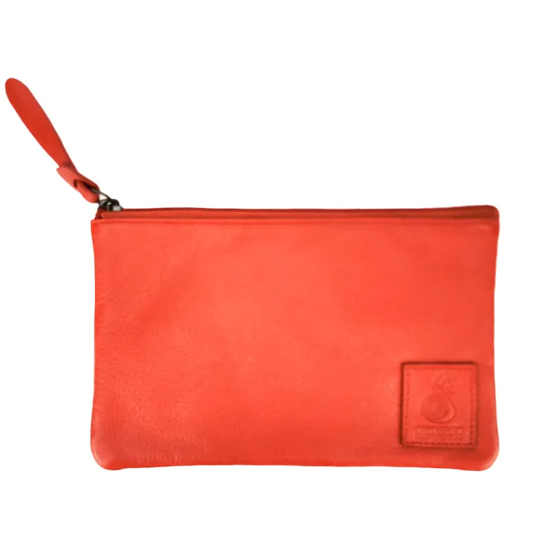 Trousse plate cuir dany orange