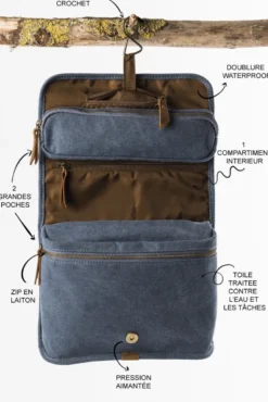 Trousse toilette pliable bleu marine