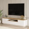 Tyro meuble tv blanc et bois 180cm