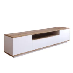 Tyro meuble tv blanc et bois 180cm