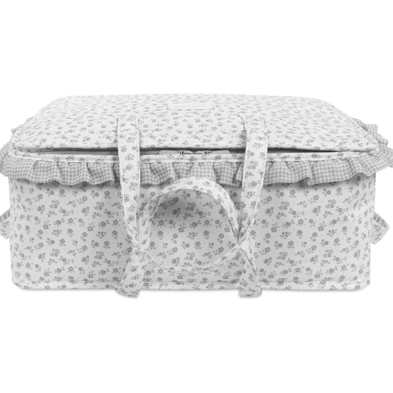 Valise de maternité little bloom fleurs gris