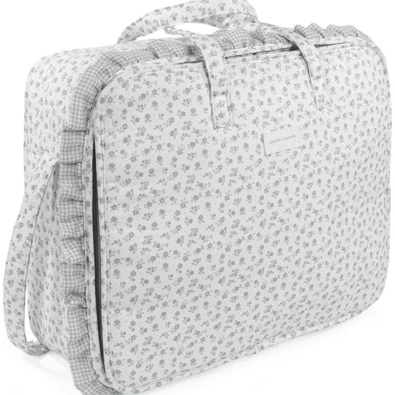 Valise de maternité little bloom fleurs gris