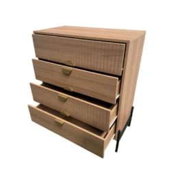 Vallo commode 4 tiroirs décor bois rainuré 84cm