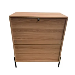 Vallo commode 4 tiroirs décor bois rainuré 84cm