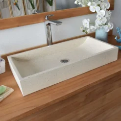 Vasque à poser en terrazzo crème, boreal