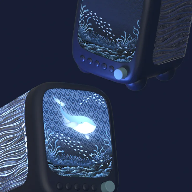 Veilleuse projecteur Océan bruit blanc et enceinte Bluetooth