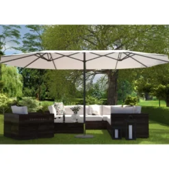 Venice parasol double ecru droit ovale 27 x 46 m
