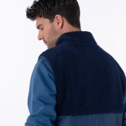 Veste bimatière sans manches marine S