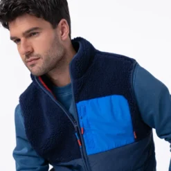 Veste bimatière sans manches marine S