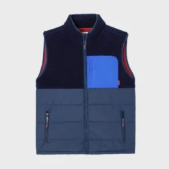Veste bimatière sans manches marine S