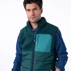 Veste bimatière sans manches vert S