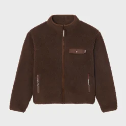 Veste sherpa zippée manches longues femme marron XS