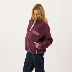 Veste sherpa zippée manches longues femme prune XS