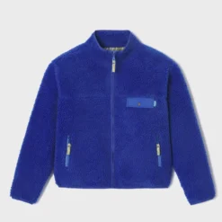 Veste sherpa zippée manches longues femme bleu électrique XS