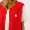 Veste sherpa zippée sans manches femme rouge S