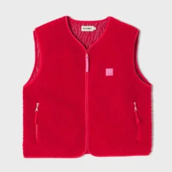 Veste sherpa zippée sans manches femme rouge S