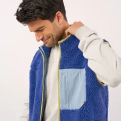 Veste sherpa zippée sans manches bleu XS