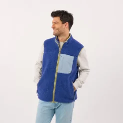 Veste sherpa zippée sans manches bleu XS