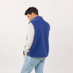 Veste sherpa zippée sans manches bleu XS