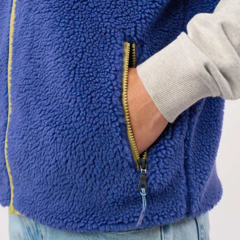 Veste sherpa zippée sans manches bleu XS