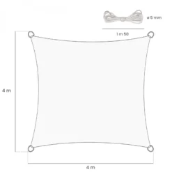 Voile ombrage carré - 4x4m Beige