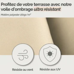 Voile ombrage carré - 4x4m Beige