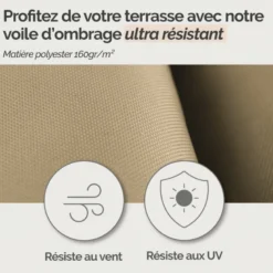 Voile ombrage carré - 4x4m Sable