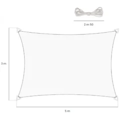 Voile ombrage en chanvre - 3x5m Beige