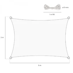 Voile ombrage rectangulaire - 3x5m Taupe