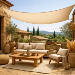 Voile ombrage rectangulaire - 4x5m Beige