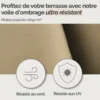 Voile ombrage rectangulaire - 3x4m Sable