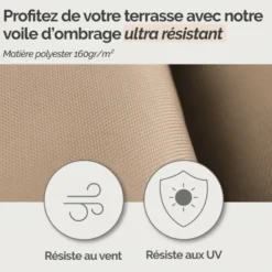 Voile ombrage rectangulaire - 4x5m Taupe