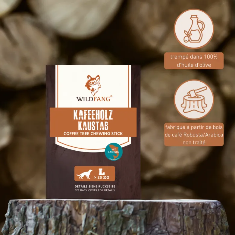 Wildfang - bâton à mâcher en bois de caféier à l'huile de saumon - 1 x s