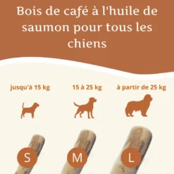 Wildfang - bâton à mâcher en bois de caféier à l'huile de saumon - 3 x l