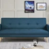 Wooden canapé scandinave convertible 3 places en tissu bleu canard