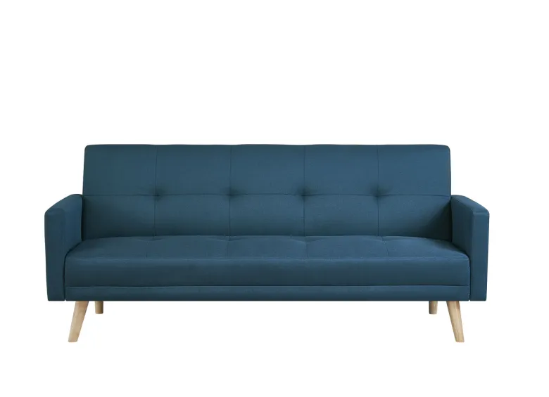 Wooden canapé scandinave convertible 3 places en tissu bleu canard